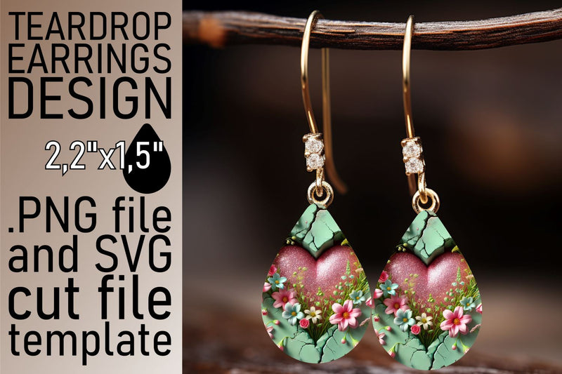 Easy-to-resize PNG file, perfect for earring projects! , 3D Heart Sublimation afrosvg 