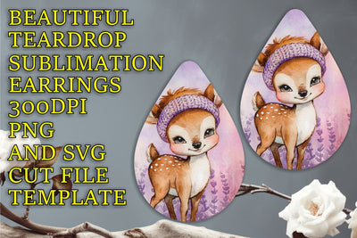 easy-to-use PNG file, Elegant teardrop earrings design, Animals Sublimation HoodArtCraft 