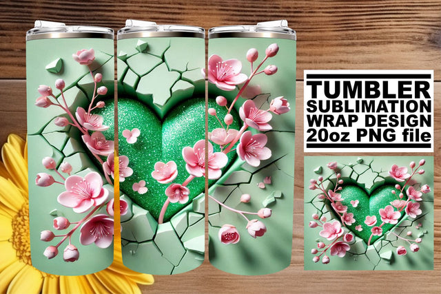 Easy-to-use PNG tumbler wrap, perfect for personalized gifts! , 3D Heart Sublimation afrosvg 