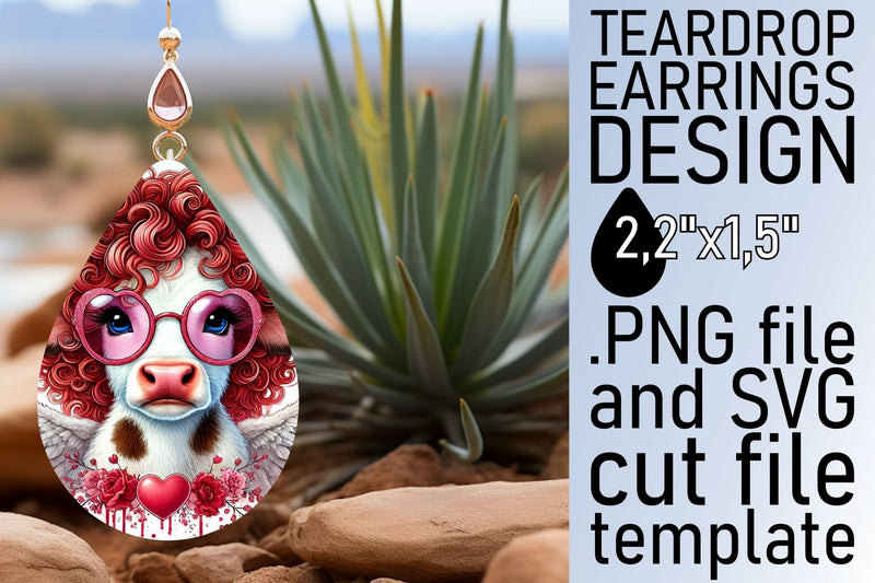 easy-to-use template! , Customizable teardrop earrings, Valentines Sublimation afrosvg 