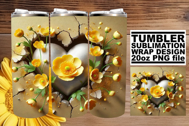 Easy-to-use tumbler wrap, ideal for your crafting needs! , 3D Heart Sublimation afrosvg 