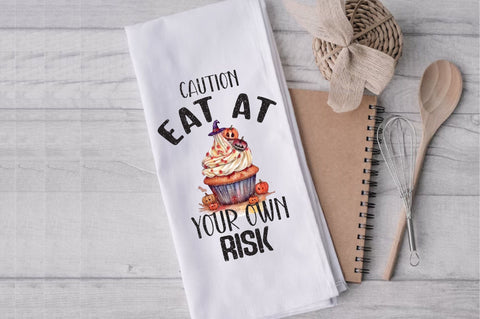 Eat At Own Risk Halloween Cupcake Towel Sublimation Sublimation Jagonath Roy 