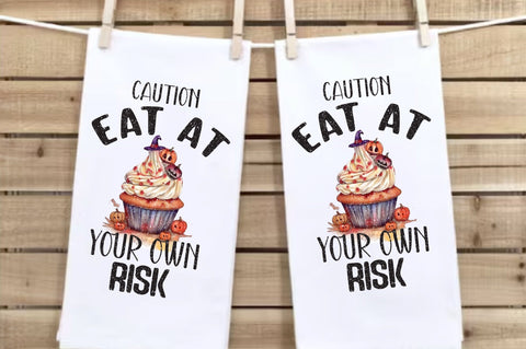 Eat At Own Risk Halloween Cupcake Towel Sublimation Sublimation Jagonath Roy 