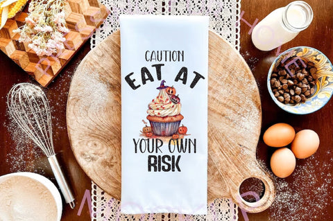Eat At Own Risk Halloween Cupcake Towel Sublimation Sublimation Jagonath Roy 