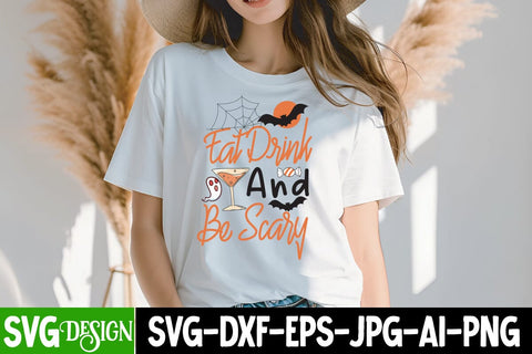 Eat Drink And Be Scary SVG Design, Eat Drink And Be Scary Sublimation PNG, Halloween Sublimation PNG, Halloween SVG Bundle,Halloween SVG Quotes,Halloween PNG, Halloween SVG SVG BlackCatsMedia 