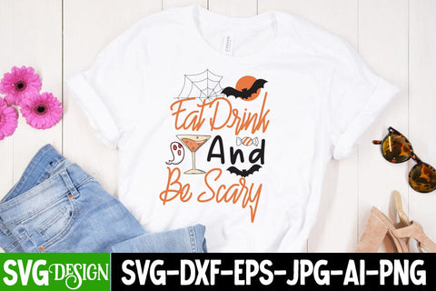 Eat Drink And Be Scary SVG Design, Eat Drink And Be Scary Sublimation PNG, Halloween Sublimation PNG, Halloween SVG Bundle,Halloween SVG Quotes,Halloween PNG, Halloween SVG SVG BlackCatsMedia 