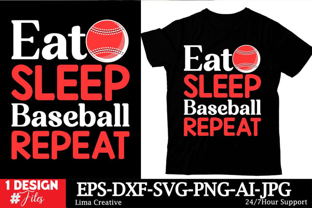 Eat Sleep Baseball Repeat T-shirt Design SVG Insomnia Std 