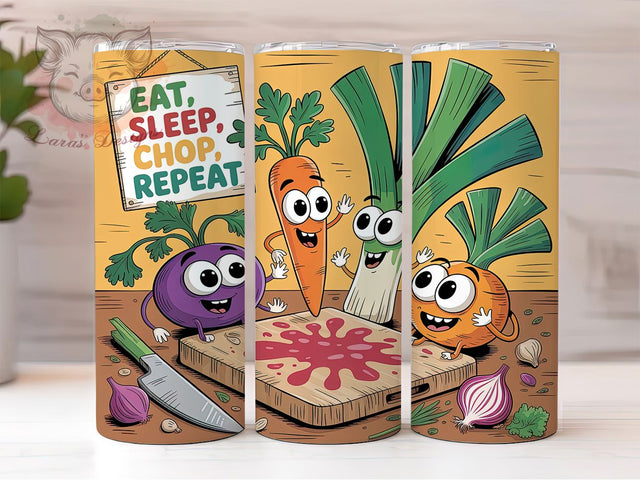 Eat Sleep Chop Repeat 20oz Tumbler, Eat Sleep Chop Repeat, Tumbler Wrap, Sublimation Design, 20oz Tumbler, Kitchen Humor, Cooking Fun Sublimation Lara' s Designs 
