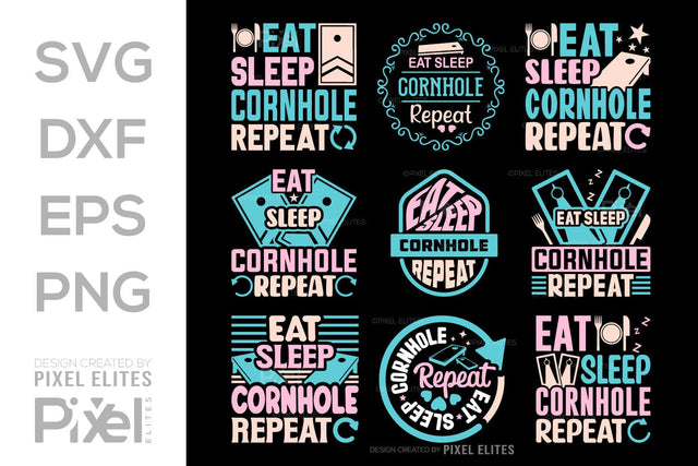 Eat Sleep Cornhole Repeat SVG Cornhole game Tshirt Bundle Cornhole Quote Design, PET 00112 SVG ETC Craft 