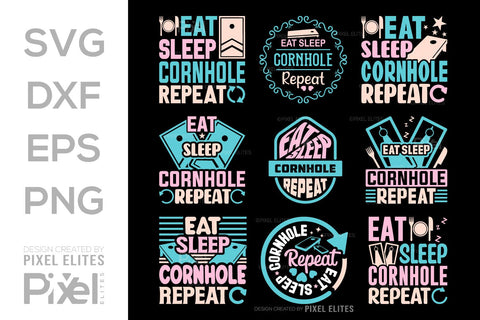 Eat Sleep Cornhole Repeat SVG Cornhole game Tshirt Bundle Cornhole Quote Design, PET 00112 SVG ETC Craft 