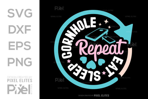 Eat Sleep Cornhole Repeat SVG Cornhole game Tshirt Bundle Cornhole Quote Design, PET 00112 SVG ETC Craft 