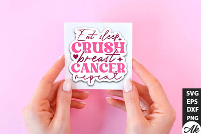 Eat sleep crush breast cancer repeat Retro Stickers Design SVG akazaddesign 