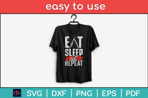 Eat Sleep Cut Repeat Barber & Straight Razor Svg Design SVG artprintfile 
