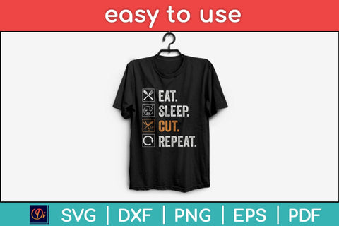 Eat Sleep Cut Repeat Barber & Straight Razor Svg Design SVG artprintfile 
