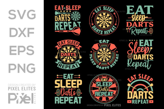 Eat Sleep Darts Repeat SVG Dartboard Bundle Darts Game Darts Quote Design PET 00609 SVG ETC Craft 