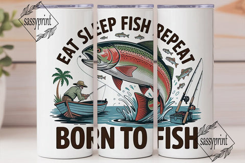 Eat Sleep Fish Repeat Tumbler Wrap Sublimation sassyprint 