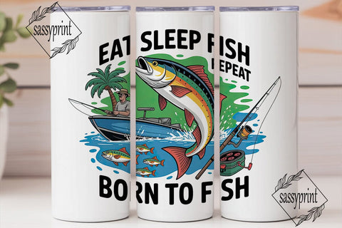 Eat Sleep Fish Repeat Tumbler Wrap Sublimation sassyprint 