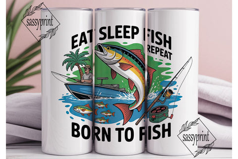 Eat Sleep Fish Repeat Tumbler Wrap Sublimation sassyprint 