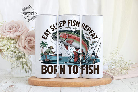Eat Sleep Fish Repeat Tumbler Wrap Sublimation sassyprint 