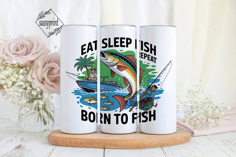 Eat Sleep Fish Repeat Tumbler Wrap Sublimation sassyprint 