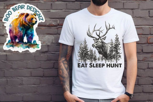 Eat Sleep Hunt Clipart Sublimation Boo Bear Designz 