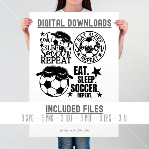 Eat sleep soccer repeat svg | soccer ball svg | soccer svg, png, dxf | soccer shirt svg | soccer quotes | soccer clipart | cricut cut files SVG TonisArtStudio 