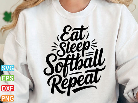Eat Sleep Softball Repeat Svg, Softball Saying Svg SVG artprintfile 
