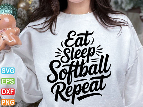 Eat Sleep Softball Repeat Svg, Softball Saying Svg SVG artprintfile 