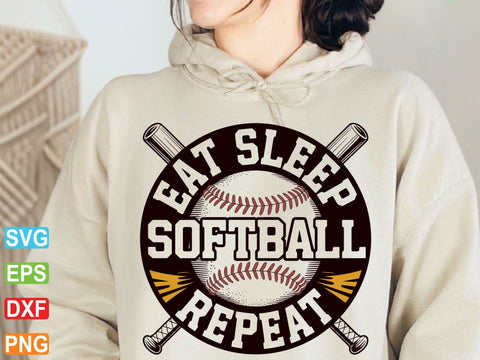 Eat Sleep Softball Repeat Svg, Softball Saying Svg SVG artprintfile 