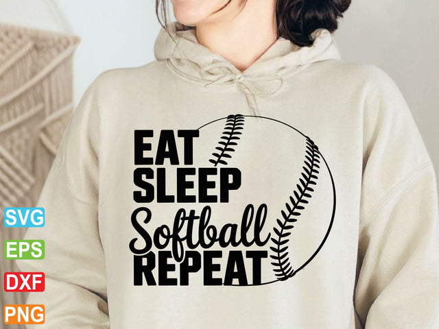 Eat Sleep Softball Repeat Svg, Softball Saying Svg SVG artprintfile 