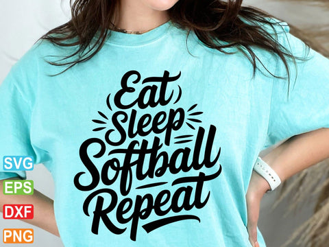 Eat Sleep Softball Repeat Svg, Softball Saying Svg SVG artprintfile 