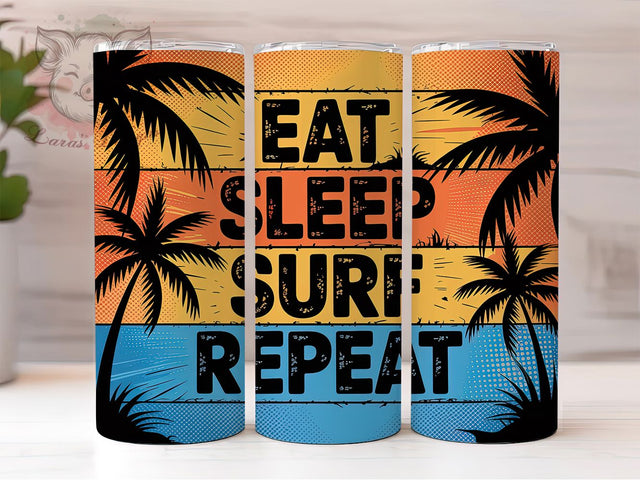 Eat Sleep Surf 20oz Tumbler Wrap, Eat Sleep Surf Repeat Sublimation, Tropical Summer PNG, 20oz Tumbler Wrap, Surf Lifestyle Design, Ocean Vacation Sublimation, Seaside Tropical Wrap Sublimation Lara' s Designs 