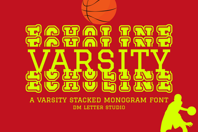 Echoline Varsity Stacked Monogram Font Dm Letter Studio 