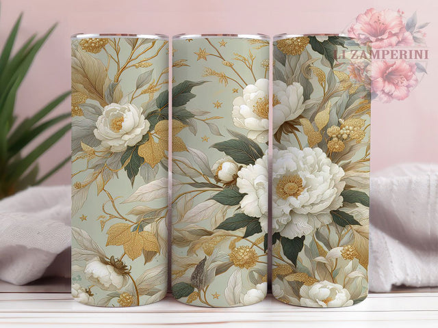 Eco-Friendly Sage Green Floral Tumbler, Flower Tumbler Wrap, Sublimation Tumbler, 20oz Tumbler Design, Green Floral Mug, Custom Drinkware, Eco-Friendly Tumbler Sublimation Li Zamperini 