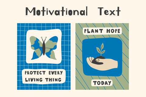 Eco Planet Motivational Poster Set, Earth Day Digital Pattern Rin Green 