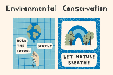 Eco Planet Motivational Poster Set, Earth Day Digital Pattern Rin Green 