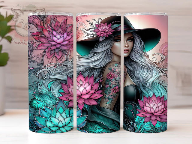 Edgy Boho Girl Tumbler Wrap, Tattoo Aesthetic Tumbler, 20oz Sublimation Tumbler, Edgy Boho Tumbler Wrap, Trendy Girl Tumbler, Phone and Tattoo Design, Modern Bohemian Tumbler Sublimation Lara' s Designs 