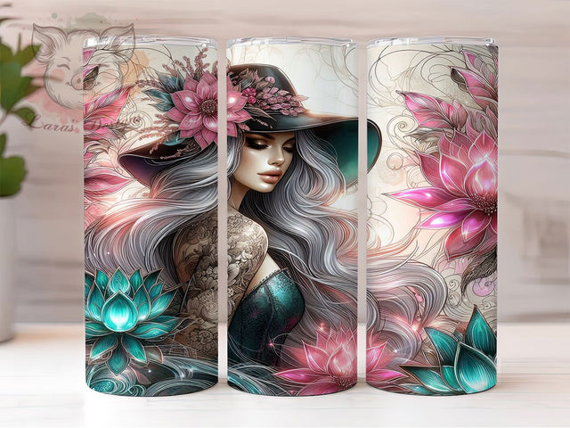 Edgy Boho Girl Tumbler Wrap, Tattoo Aesthetic Tumbler, 20oz Sublimation Tumbler, Edgy Boho Tumbler Wrap, Trendy Girl Tumbler, Phone and Tattoo Design, Modern Bohemian Tumbler Sublimation Lara' s Designs 