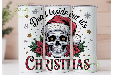 Edgy Christmas Skull 20oz Tumbler Wrap Sublimation PixelChick 