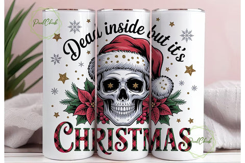 Edgy Christmas Skull 20oz Tumbler Wrap Sublimation PixelChick 