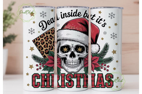 Edgy Christmas Skull 20oz Tumbler Wrap Sublimation PixelChick 