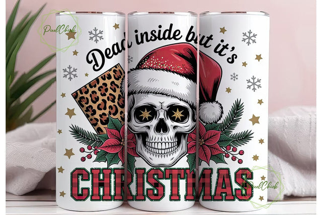 Edgy Christmas Skull 20oz Tumbler Wrap Sublimation PixelChick 