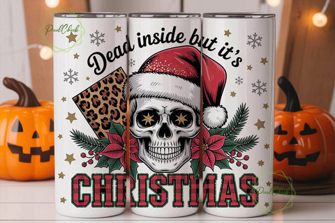 Edgy Christmas Skull 20oz Tumbler Wrap Sublimation PixelChick 