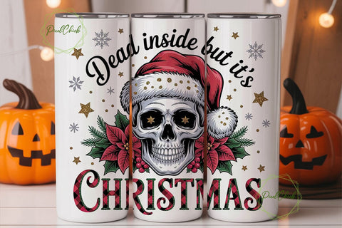 Edgy Christmas Skull 20oz Tumbler Wrap Sublimation PixelChick 
