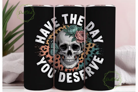 Edgy Floral Skull Tumbler Wrap Sublimation PixelChick 