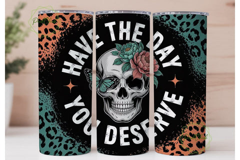 Edgy Floral Skull Tumbler Wrap Sublimation PixelChick 