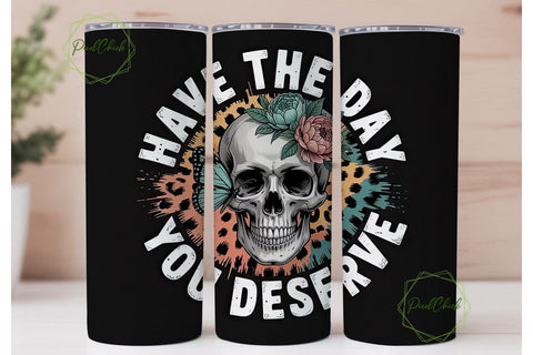 Edgy Floral Skull Tumbler Wrap Sublimation PixelChick 