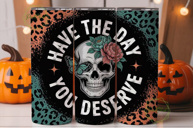 Edgy Floral Skull Tumbler Wrap Sublimation PixelChick 
