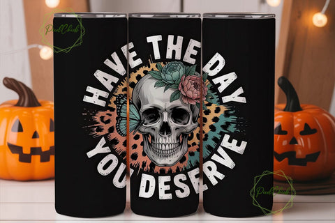 Edgy Floral Skull Tumbler Wrap Sublimation PixelChick 