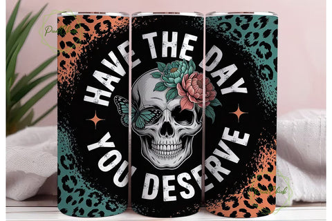 Edgy Floral Skull Tumbler Wrap Sublimation PixelChick 